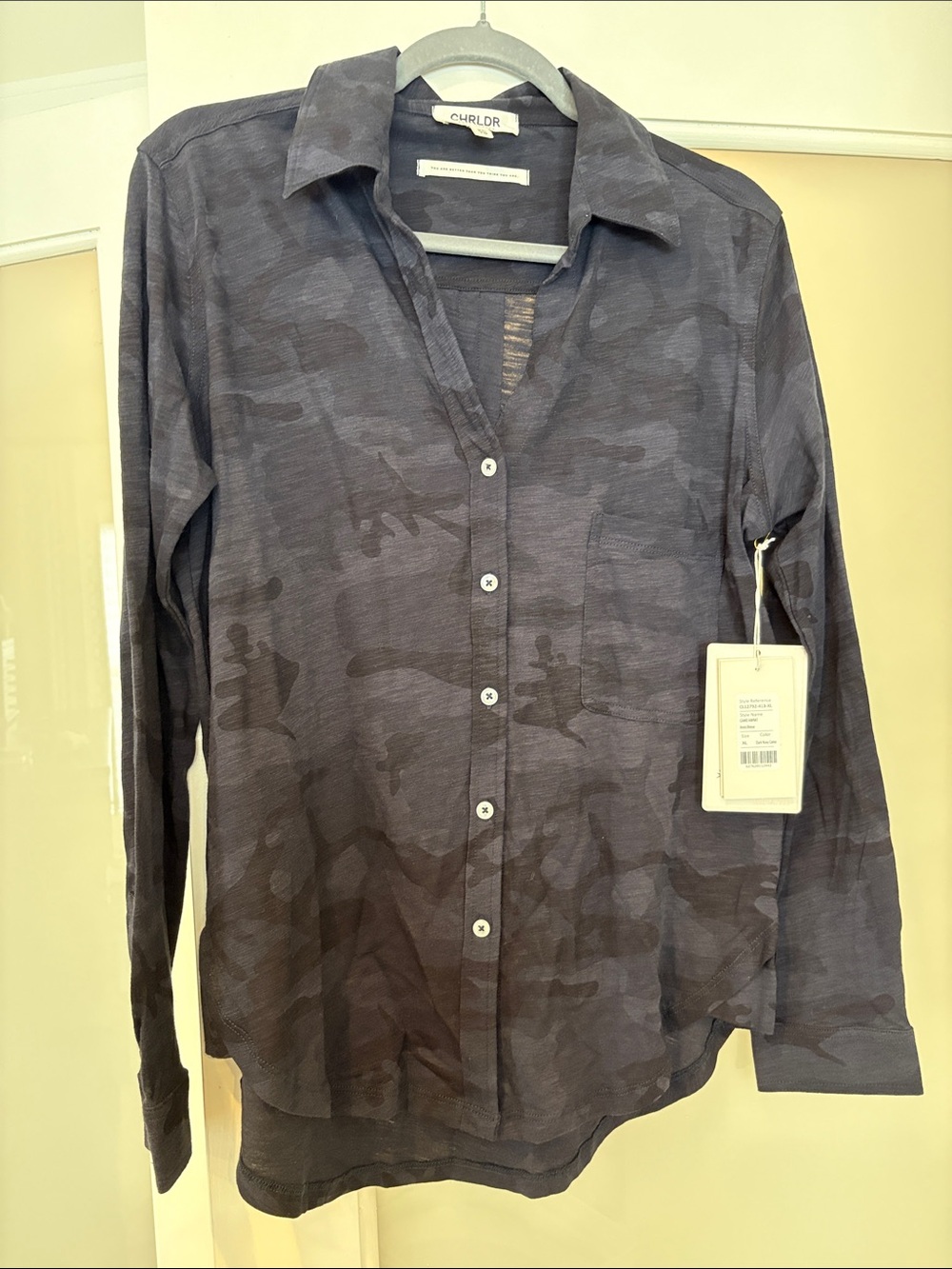 CHRLDR Women’s Dark Navy Camouflage Button-Down Shirt